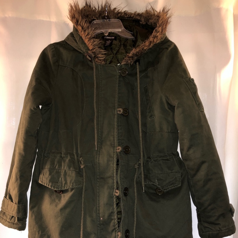 Parka with furry hood